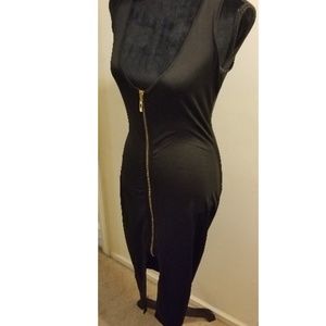 XL black gold zipper dress